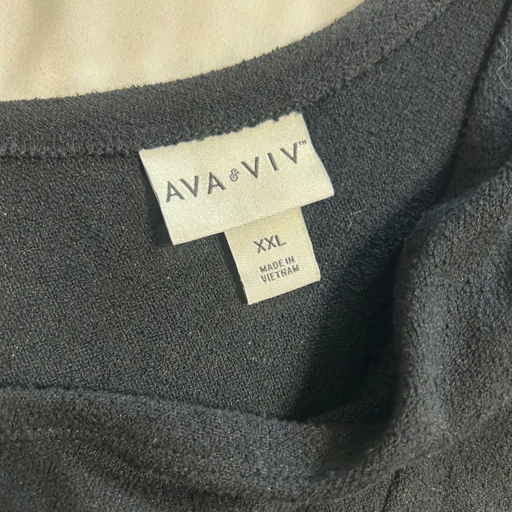 Ava & Viv Womens XXL Black V-Neck Sleeveless Tank Top A-Line Seamed Blouse - Picture 6 of 7